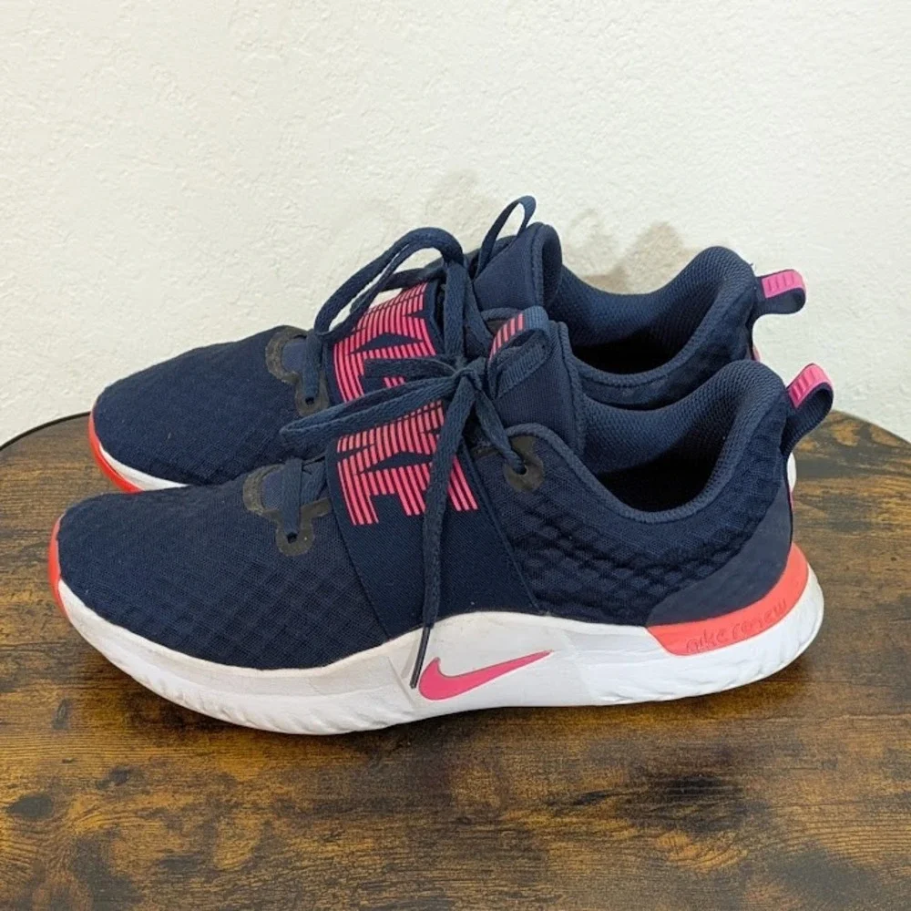 Nike Renew In-Season TR 10 Women Navy Pink Training Gym Shoes Comfort Soles Sz 8